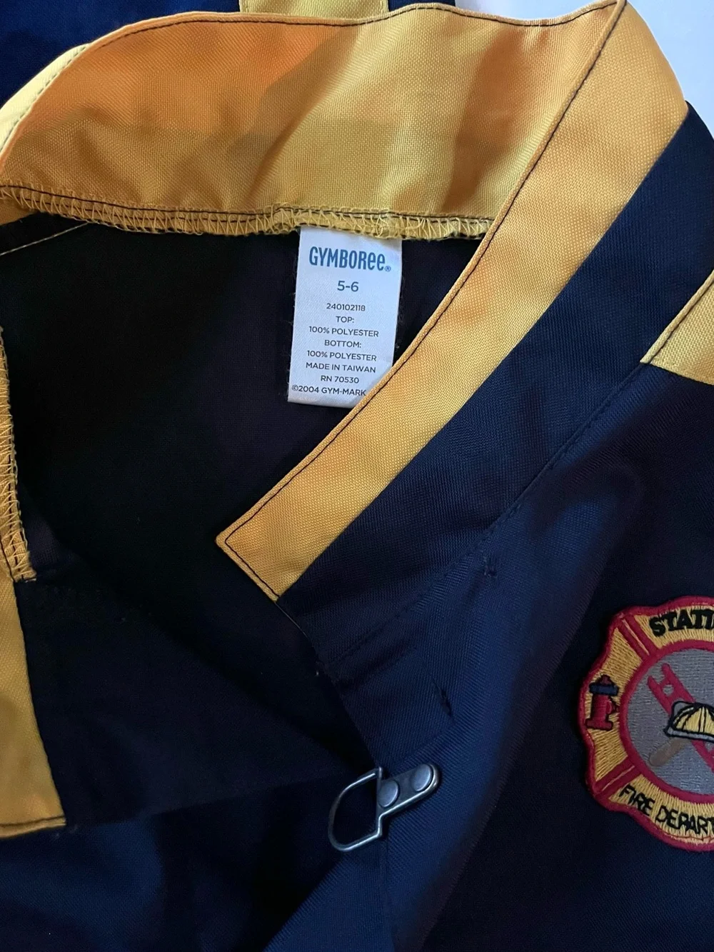 Gymboree Navy Yellow Firefighter Kids Costume 5-6 Halloween Dress Up Play
